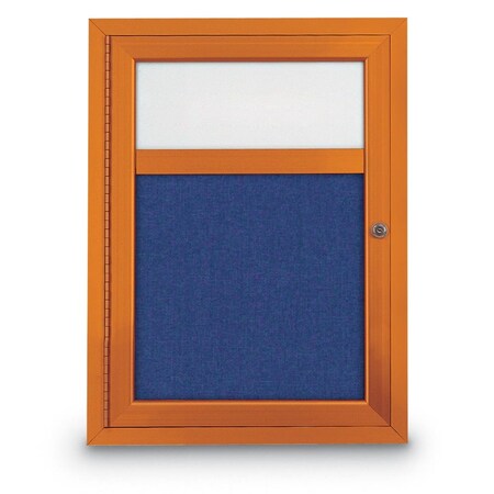 United Visual Products Slim Enclosed Corkboard, 30"x30", Bronze Alum Frame/Medium Grey UVEB3030-BRONZE-MEDGRY